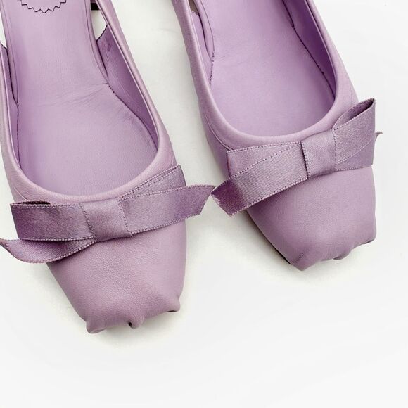 CHRISTIAN LOUBOUTIN Mamaflirt Slingback Ballet Heels Size 37.5 Purple Leather - Picture 7 of 13